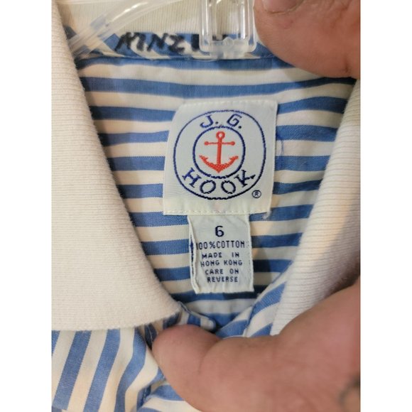 J.G. Hook Blue White Stripes Button Up Top Shirt B - Picture 2 of 5
